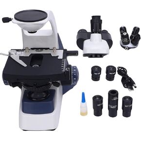Brilluxa Trinocular Microscope, 40X-1600X Compound Microscope and Laboratory Optical Scope with LED Light, Adjustable Aluminum Alloy Stand, DC 5V 1A for Lab Sample Viewing in Kuwait