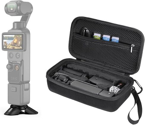 BRDRC Mini Tripod Black Hard Storage Case for Pocket 3, Magnetic Desktop Stand Protective Carrying Bag with Wrist Strap Carabiner for DJI Osmo Pocket 3, Xtra Muse Accessories in Kuwait