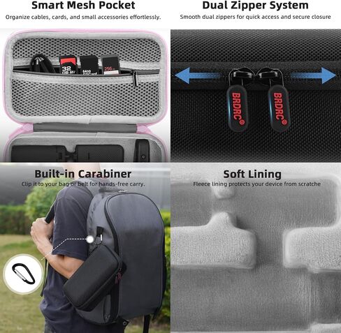 BRDRC Mini Tripod Black Hard Storage Case for Pocket 3, Magnetic Desktop Stand Protective Carrying Bag with Wrist Strap Carabiner for DJI Osmo Pocket 3, Xtra Muse Accessories in Kuwait