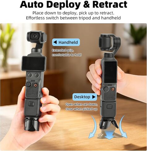 BRDRC Mini Tripod Black Hard Storage Case for Pocket 3, Magnetic Desktop Stand Protective Carrying Bag with Wrist Strap Carabiner for DJI Osmo Pocket 3, Xtra Muse Accessories in Kuwait