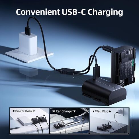 llano 2400mAh LP-E6NH Battery with USB-C Fast Charging for Canon EOS R5/R6/R7 Mark II, 5D/6D/7D Mark II/III/IV, 60D/70D/80D/90D - Fully decoded,Real Capacity,Replacement Batteries (2 Pack) in Kuwait