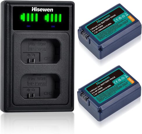 NP-FW50 Battery 2 Pack and Dual Charger for Sony ZV-E10, Alpha A6000, A6300, A6400, A6500, a5000, a5100, A7, A7II, A7RII, A7SII, A7S, A7S2, A7R, A7R2, A55, RX10 II III Cameras in Saudi Arabia
