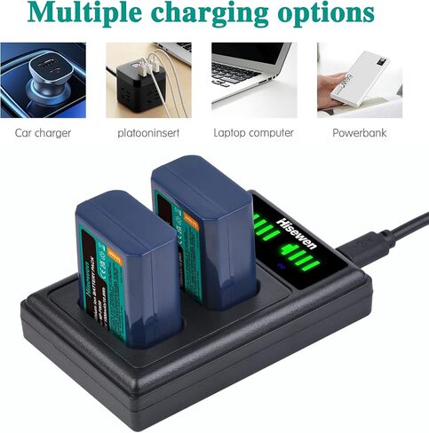 NP-FW50 Battery 2 Pack and Dual Charger for Sony ZV-E10, Alpha A6000, A6300, A6400, A6500, a5000, a5100, A7, A7II, A7RII, A7SII, A7S, A7S2, A7R, A7R2, A55, RX10 II III Cameras in Saudi Arabia
