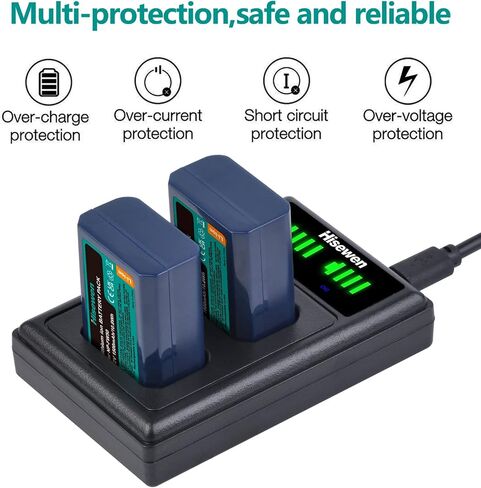 NP-FW50 Battery 2 Pack and Dual Charger for Sony ZV-E10, Alpha A6000, A6300, A6400, A6500, a5000, a5100, A7, A7II, A7RII, A7SII, A7S, A7S2, A7R, A7R2, A55, RX10 II III Cameras in Saudi Arabia