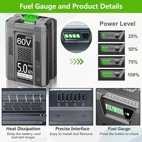 استبدال FSKE 5.0Ah لبطارية Greenworks 60V LB60A02 LB60A03 LB60A00 - متوافقة مع أدوات الطاقة Greenworks 60 Volt 2packs in Kuwait