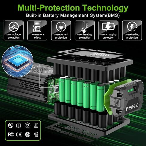 استبدال FSKE 5.0Ah لبطارية Greenworks 60V LB60A02 LB60A03 LB60A00 - متوافقة مع أدوات الطاقة Greenworks 60 Volt 2packs in Kuwait