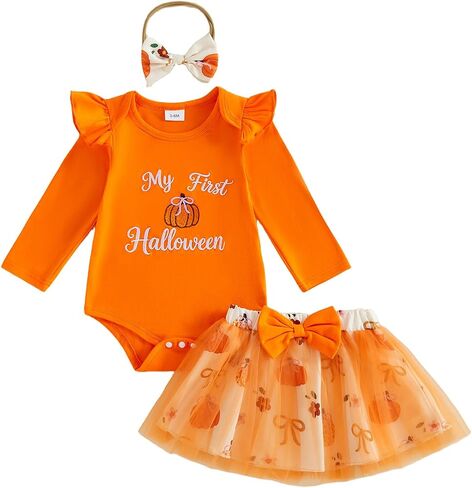 My First Halloween Baby Girl Outfit Newborn Romper Tulle Tutu Skirt Set in Saudi Arabia