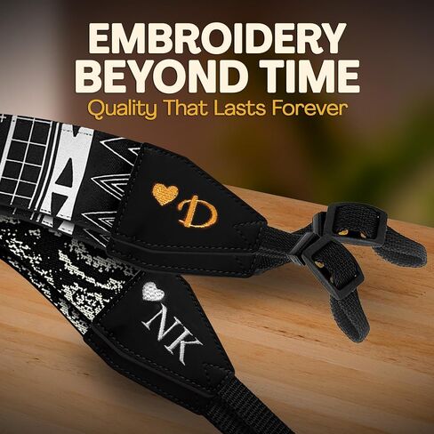 Art Tribute Custom Camera Strap Black & White - Add Your Text and We Make It Especially For You Get Your Own Personalized Gift Camera Strap, No Shipping Cost! in Saudi Arabia