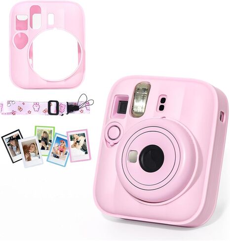Silicone Case for Fujifilm Instax Mini 13 Instant Camera (Pink) | Mini 13 Protective Silicone Case with 5 Mini Magnetic Picture Frames and Adjustable Camera Strap, All-Round Protection in Saudi Arabia