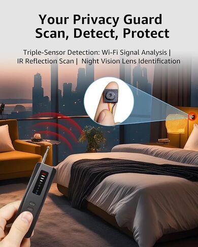 Hidden Camera Detectors, Advanced Anti-Spy Technology RF Signal GPS Tracker Finder, Wireless Bug Sweeper with Magnetic Detection for Home Office Travel Security, Real-Time Alarm in Saudi Arabia