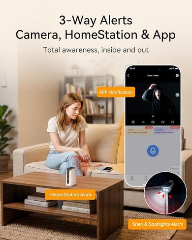 4MP Solar Security Cameras Wireless Outdoor with 3W Solar Panel, 4-Cam Kit | No Subscription, 32GB Local Storage, 2.4/5G WiFi, Color Night Vision,10ft Cable Solar Panel with 360° Adjustable Bracket in Kuwait