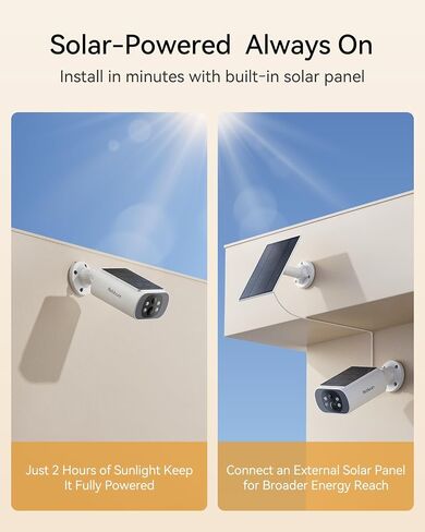 4MP Solar Security Cameras Wireless Outdoor with Solar Panel, 3-Cam Kit | No Subscription, 32GB Local Storage, 2.4/5G WiFi, Color Night Vision,10ft Cable Solar Panel with 360° Adjustable Bracket in Kuwait