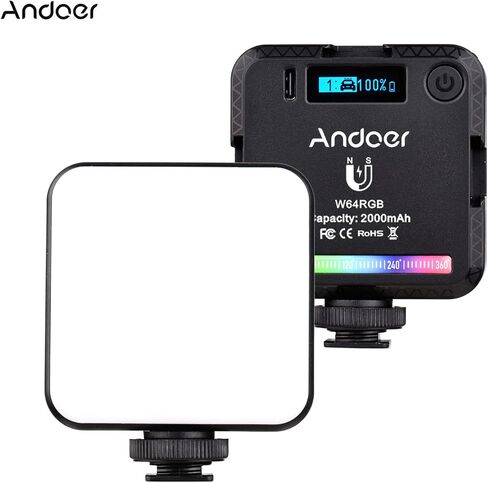 Versatile W64RGB Portable RGB LED Video Light Kit High Brightness CRI95+ 2500K-9000K Dimmable 20 Lighting Effects, for DSLR Camera Fillin Light in Saudi Arabia
