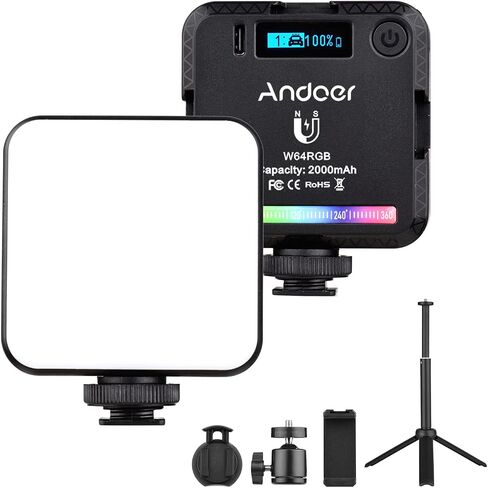 Versatile W64RGB Portable RGB LED Video Light Kit High Brightness CRI95+ 2500K-9000K Dimmable 20 Lighting Effects, for DSLR Camera Fillin Light in Saudi Arabia
