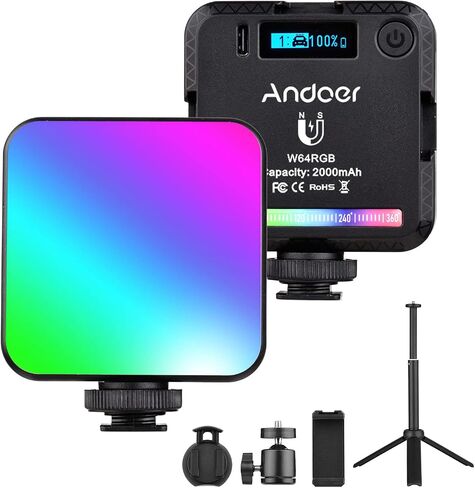 Versatile W64RGB Portable RGB LED Video Light Kit High Brightness CRI95+ 2500K-9000K Dimmable 20 Lighting Effects, for DSLR Camera Fillin Light in Saudi Arabia