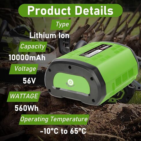 10Ah 56v Battery, 56v Replacement for EGO Battery | Compatible with All 56V EGO Cordless Power Tools BA4480T BA6720T BA5600T BA4200T BA3360T BA2800T BA2242T BA1400T BA4200 in Saudi Arabia
