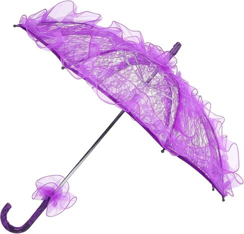 Lace Umbrella, Elegant Classic Handmade Foldable Lace Fabric Parasol with Embellishment, Ideal for Wedding Party Photo Props Performance Decorations in Saudi Arabia