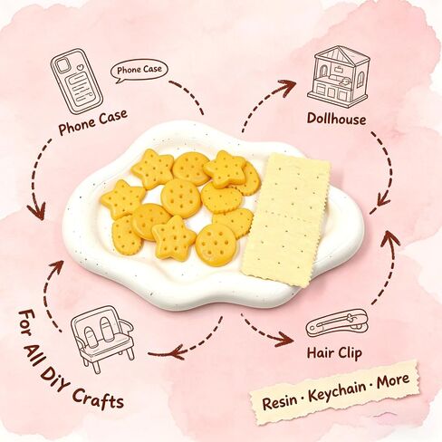 45PCS Fake Resin Cookies, Artificial Crackers & Simulation Biscuits, 5 Styles Lifelike Food Themed Ornaments Bulk for Food Photography Kitchen Home Wedding Display Party Decorations & DIY Crafts in Kuwait