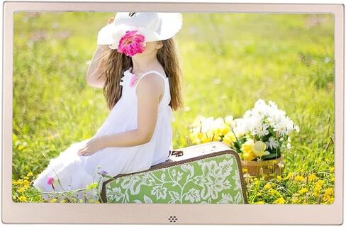Digital Photo Frame 17", Wall-Mounted Video Advertising Player, Slide Show, Video, Music, Photos with Remote Control Decorative, Gold in Saudi Arabia