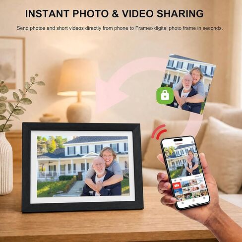 Frameo 10.1" Digital Picture Frame WiFi Smart Digital Photo Frame | 1280x800 HD IPS Touch Screen, 64GB Memory, Auto-Rotate Wall Mounted, Share Photos/Videos from Phone,Gift for Parents in Kuwait