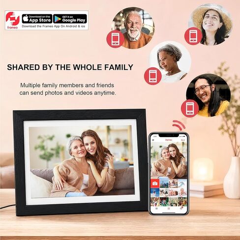 Frameo 10.1" Digital Picture Frame WiFi Smart Digital Photo Frame | 1280x800 HD IPS Touch Screen, 64GB Memory, Auto-Rotate Wall Mounted, Share Photos/Videos from Phone,Gift for Parents in Kuwait
