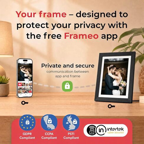 Frameo 10.1" Digital Picture Frame WiFi Smart Digital Photo Frame | 1280x800 HD IPS Touch Screen, 64GB Memory, Auto-Rotate Wall Mounted, Share Photos/Videos from Phone,Gift for Parents in Kuwait