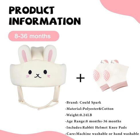 Baby Head Protector for Crawling Walking – Soft & Lightweight Head Helmet with Adjustable Straps, 360° Protection, Bunny Ears Design, Fall Back Guard in Saudi Arabia