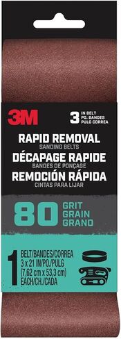 3M Rapid Removal 3 in. x 21 in. Power Sanding Belt, 80 Grit, 1/Pack in Kuwait