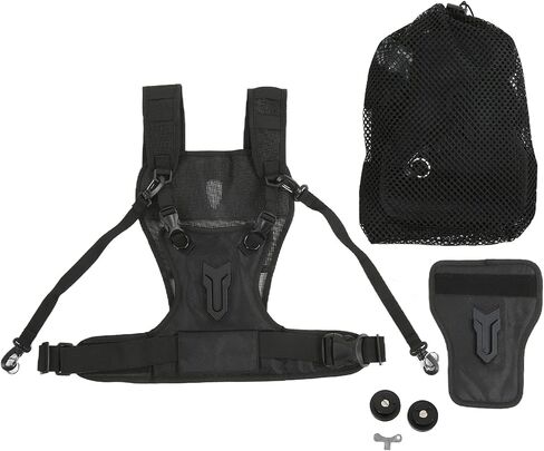 Camera Harness, Multi Carrier Camera Belt Nylon Comfortable | Dual Camera Carrier Harness Dual Camera Strap Multi Carrying Chest Vest Camera Chest Mount with Side Holster and Secure Strap in Saudi Arabia