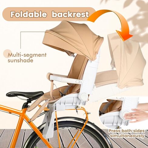 Rear Child Bike Seat Toddlers Rear Mount Bike seat with Sun Canopy Toddler Bicycle Seat with Guardrail Cushioned Backrest Rear Mounted Kids Bike Carrier for Most Adult Bike for Over 1 Years Old in Saudi Arabia