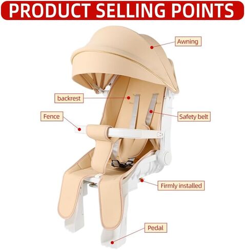 Rear Child Bike Seat Toddlers Rear Mount Bike seat with Sun Canopy Toddler Bicycle Seat with Guardrail Cushioned Backrest Rear Mounted Kids Bike Carrier for Most Adult Bike for Over 1 Years Old in Saudi Arabia