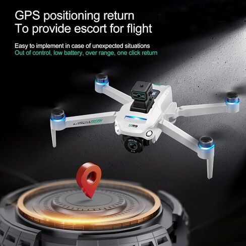 Drone with Camera 4k, GPS HD Drones for Adults, Remote Controller with Screen, Obstacle Avoidance, Brushless Motor FPV, 5G Transmission, 2 Battery, Professional (2 Battery+White) in Saudi Arabia