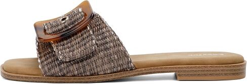 Easyfox Womens Slides Woven Buckle Square Toe Flat Sandals, Chocolate, 9 | Boho Woven Raffia Strap, Adjustable Amber Buckle, Soft Padded Insole, Versatile Beach Footwear for Summer Slide Sandals 2026 in Saudi Arabia