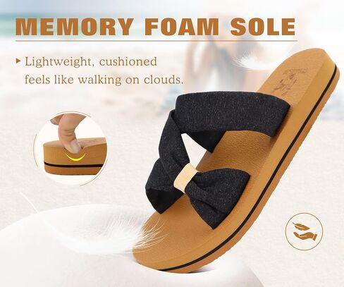 KuaiLu Womens Sandals Black Khaki-CP 8.5 | Memory Cushion Comfortable Walking Slippers in Kuwait