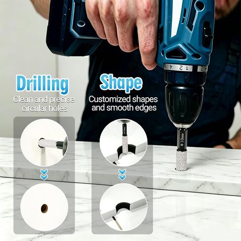 Diamond Drill Bit Tile Drill Bit Set for Cerami,35-40mm 6 Pack | Extended Diamond Brazed Grinding Surface, Dry Drilling Wax Core,Tile Drill Bits for Glass, Porcelain, Marble, Granite in Saudi Arabia