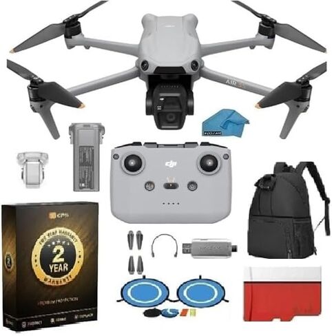 طائرة بدون طيار DJI Air 3S مع RC-N3 | كاميرا 1 بوصة CMOS 4K/60 إطارًا في الثانية HDR | ضمان ممتد لمدة عامين، حقيبة ظهر مقاومة للماء، بطاقة MicroSD سعة 128 جيجابايت، وسادة هبوط، وقت طيران 45 دقيقة وحزمة نقل فيديو 20 كم in Kuwait