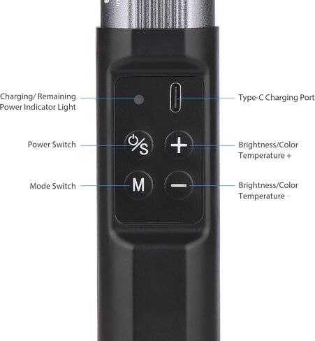 LED Light Wand Stick Handheld Photography Video Light Bicolor Temperature 2500K-9900K 12 Levels Dimmable Brightness for Live Streaming Selfie Portrait, Smooth Aluminum Alloy Shell in Saudi Arabia