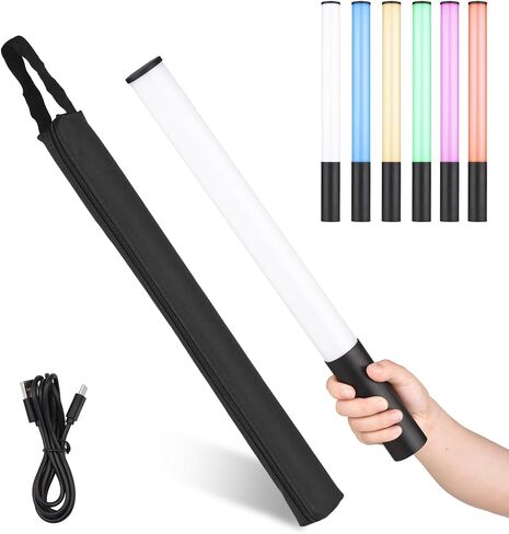 LED Light Wand Stick Handheld Photography Video Light Bicolor Temperature 2500K-9900K 12 Levels Dimmable Brightness for Live Streaming Selfie Portrait, Smooth Aluminum Alloy Shell in Saudi Arabia