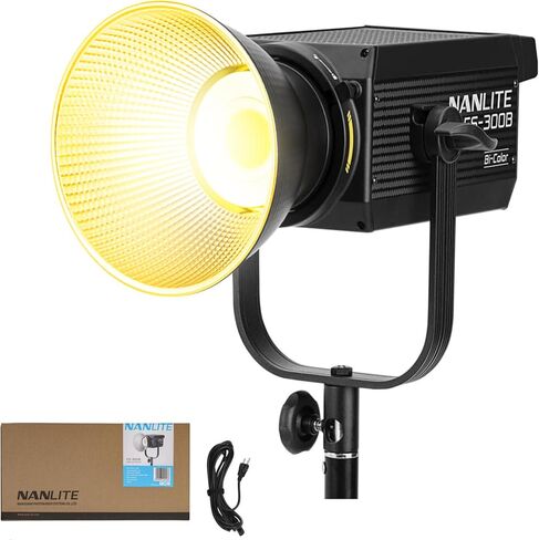 Nanlite FS-300B 350W Bi-Color LED Video Light + 90cm Rapid Parabolic Softbox Bundle, 2700K-6500K CCT Bowens Mount Continuous Light (CRI 96+, App Control) with 35" Quick-Open Deep Parabolic Softbox, Eg in Saudi Arabia