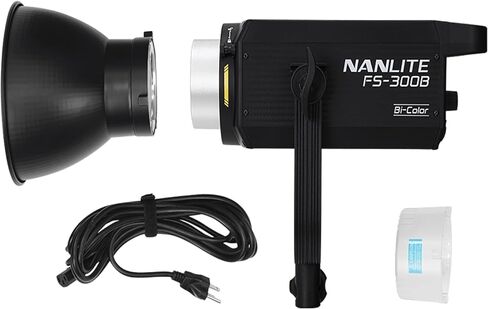 Nanlite FS-300B 350W Bi-Color LED Video Light + 90cm Rapid Parabolic Softbox Bundle, 2700K-6500K CCT Bowens Mount Continuous Light (CRI 96+, App Control) with 35" Quick-Open Deep Parabolic Softbox, Eg in Saudi Arabia