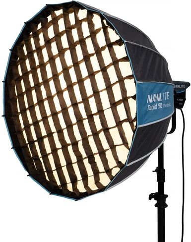 Nanlite FS-300B 350W Bi-Color LED Video Light + 90cm Rapid Parabolic Softbox Bundle, 2700K-6500K CCT Bowens Mount Continuous Light (CRI 96+, App Control) with 35" Quick-Open Deep Parabolic Softbox, Eg in Saudi Arabia