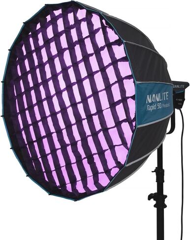 Nanlite FS-300B 350W Bi-Color LED Video Light + 90cm Rapid Parabolic Softbox Bundle, 2700K-6500K CCT Bowens Mount Continuous Light (CRI 96+, App Control) with 35" Quick-Open Deep Parabolic Softbox, Eg in Saudi Arabia