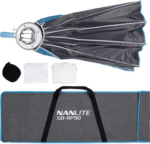 Nanlite FS-300B 350W Bi-Color LED Video Light + 90cm Rapid Parabolic Softbox Bundle, 2700K-6500K CCT Bowens Mount Continuous Light (CRI 96+, App Control) with 35" Quick-Open Deep Parabolic Softbox, Eg in Saudi Arabia