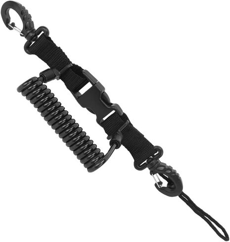 Diving Camera Anti Lost Strap Steel Wire Quick Release Buckle Scuba Gear Lanyard Secure Hook for BCD Flashlight Snorkeling Accessories Black in Kuwait