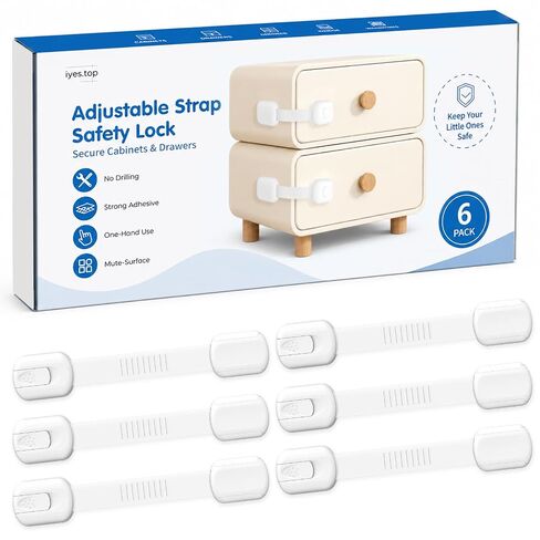 Child Proof Cabinet Locks, Baby Proofing Cabinet Locks for Cabinets, Drawers & Appliances, Adjustable Strap Child Locks, Adhesive Child Safety Locks for Home Baby Proofing, 6 Pack in Saudi Arabia