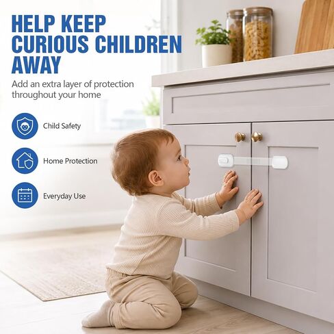 Child Proof Cabinet Locks, Baby Proofing Cabinet Locks for Cabinets, Drawers & Appliances, Adjustable Strap Child Locks, Adhesive Child Safety Locks for Home Baby Proofing, 6 Pack in Saudi Arabia