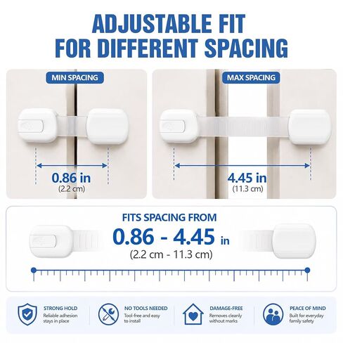 Child Proof Cabinet Locks, Baby Proofing Cabinet Locks for Cabinets, Drawers & Appliances, Adjustable Strap Child Locks, Adhesive Child Safety Locks for Home Baby Proofing, 6 Pack in Saudi Arabia