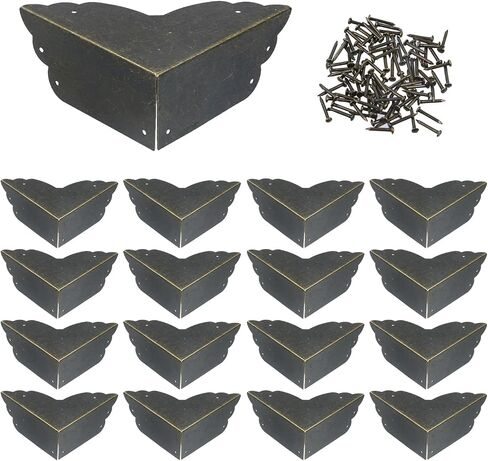 Mcredy Table Corner Protectors, Bronze Box Corners Decorative, 4Pcs | Vintage Appearance, Rust-Proof Metal, Easy to Install with Screws, Ideal for Safeguarding Box, Table or Cabinet Corners in Saudi Arabia
