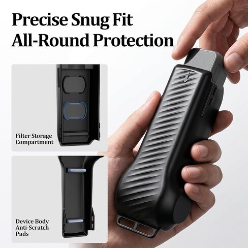 حافظة حماية AMBITFUL لجهاز DJI Osmo Pocket 3/4، إكسترا ميوز أسود | عدسة سريعة الفك وواقي شاشة، وفتحات تخزين مرشح مدمجة، وواقي انحراف صلب in Kuwait