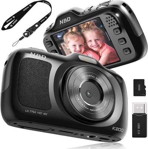 True 64MP Digital Camera 4K - 16X Zoom Autofocus, with Beauty & Macro Mode, 32GB TF Card, Compact Portable Vlogging Cameras for Photography Beginners Teens Adults (Black) in Saudi Arabia